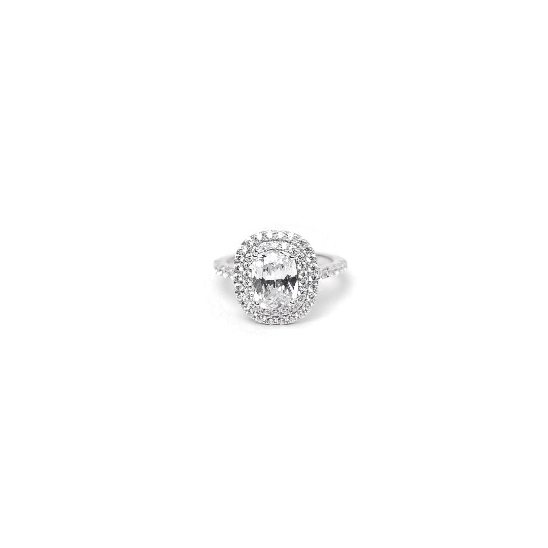 Anello cushion doppia ghiera bianco
