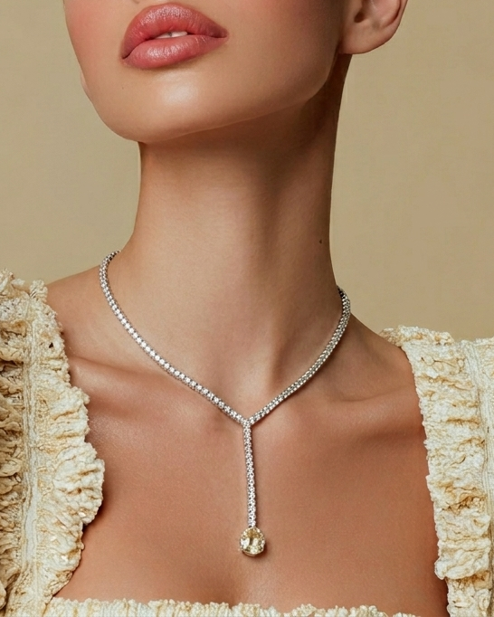 Collana tennis con pendente a goccia